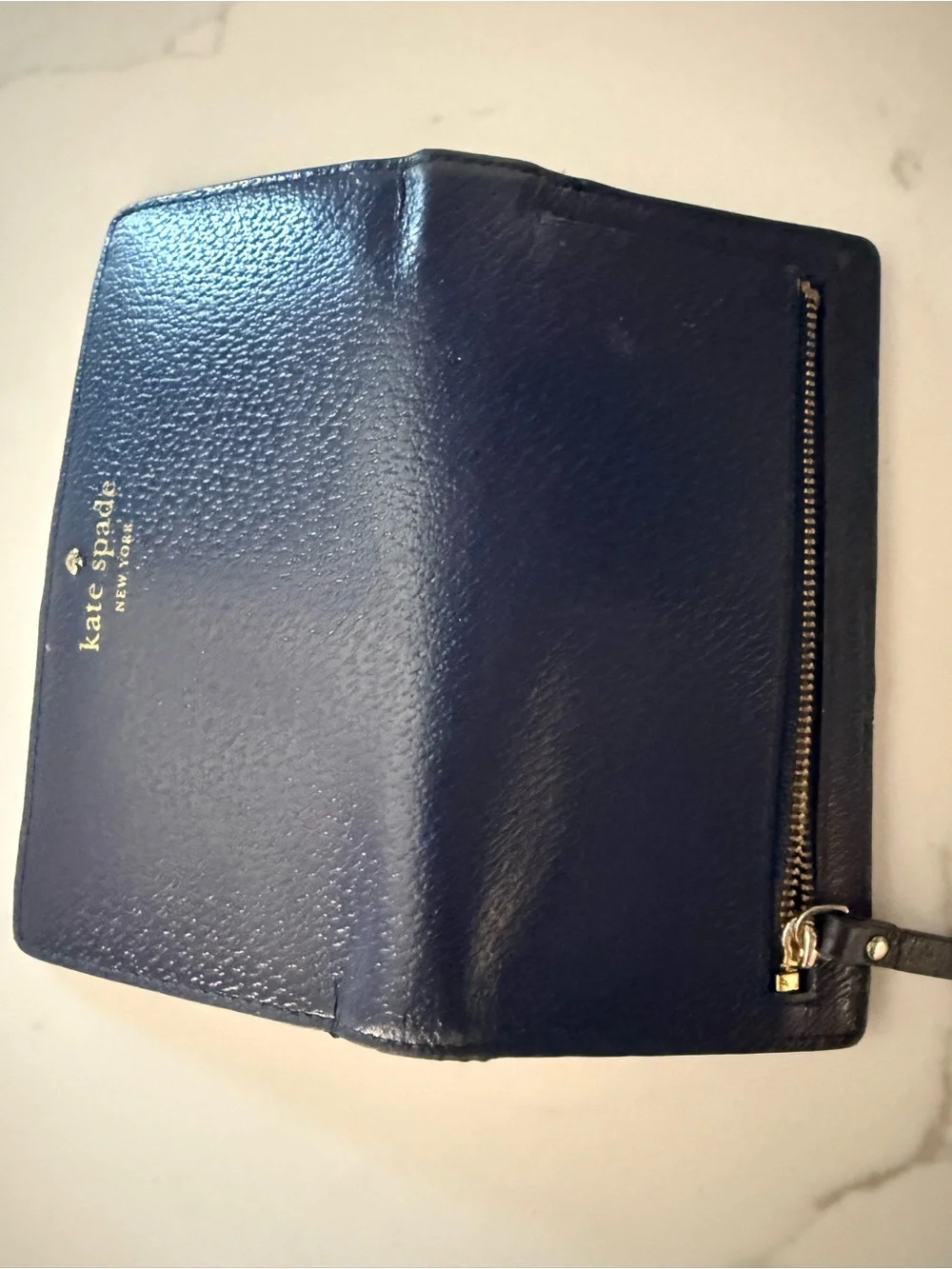kate spade navy and Beige Leather  bifold women’s Wallet